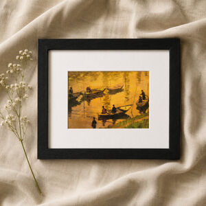 Anglers on the Seine at Poissy by Monet | Impressionist Seine River Framed Print